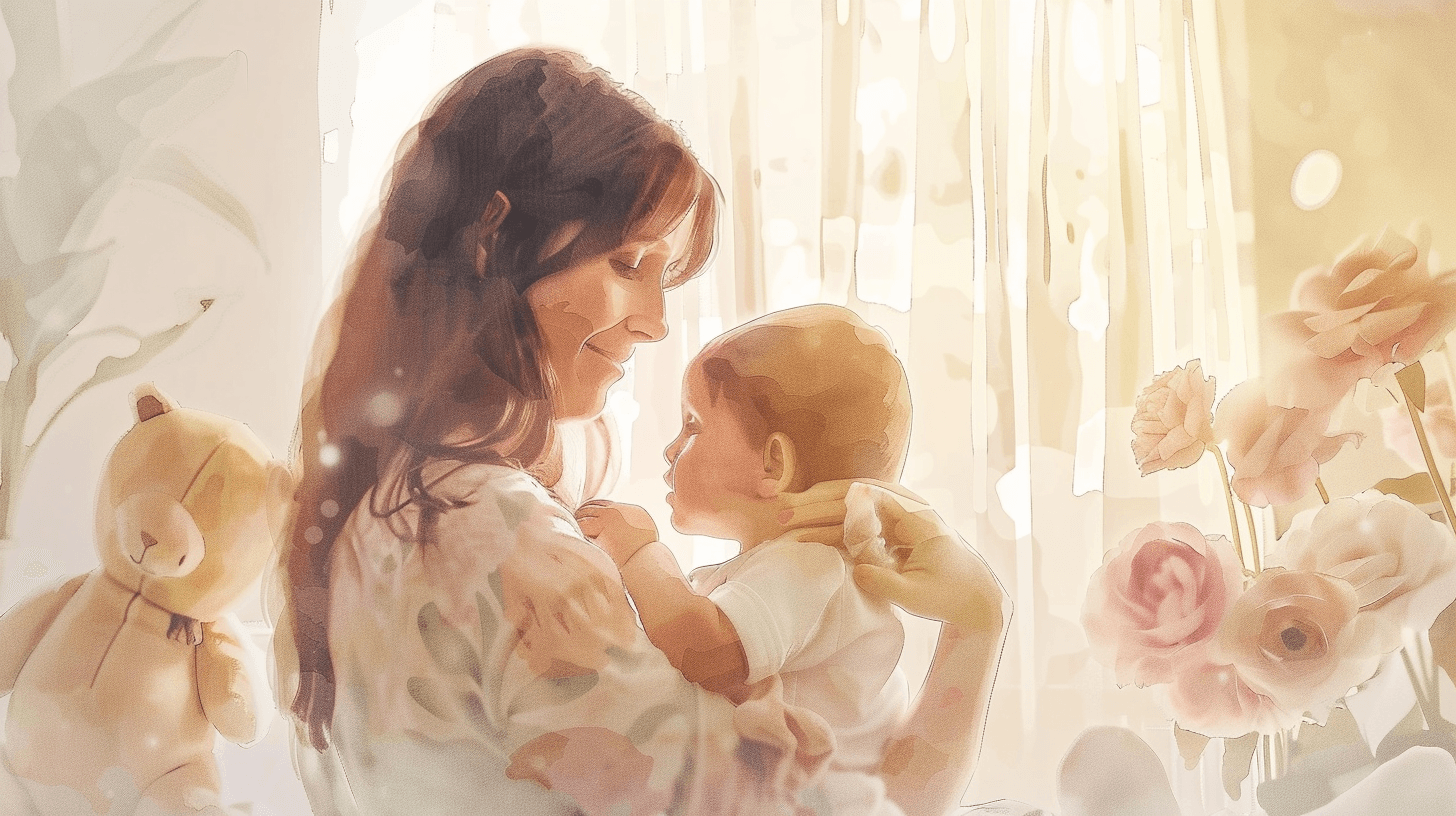 Mother tenderly rocking child in nursery, capturing the bittersweet intimacy of the feeding relationship transition