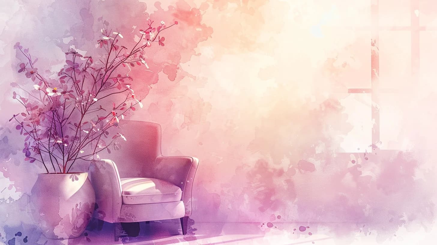 Watercolor of a welcoming therapy office